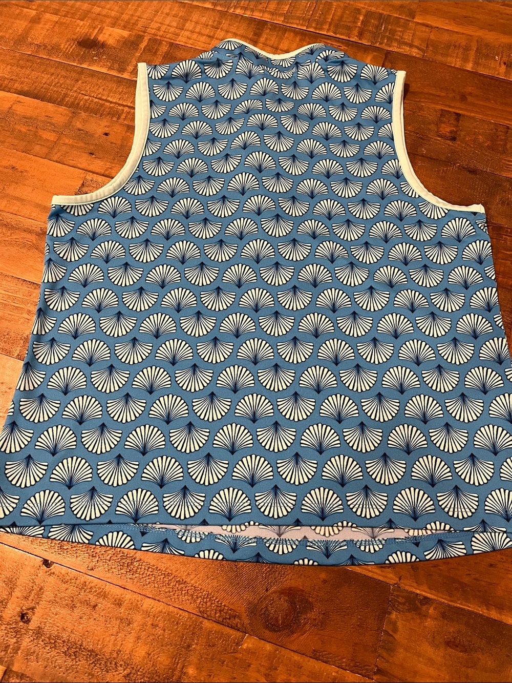 Sigrid Olsen Tennis ~ Golf Blue Fan-Print Sleeveless Tank ~ Women’s Lg - Picture 4 of 5